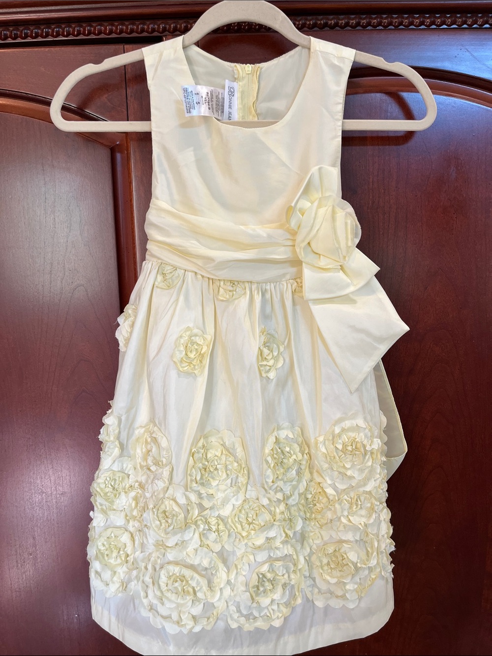 Bonnie Jean Cream Floral Rosette Party Dress